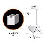 WEN 1/2 in. V-Groove Carbide Tipped Router Bit, 1/4 in. Shank thumbnail 2