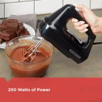 BLACK+DECKER 6-Speed Black Handheld Mixer with 250W Motor, 5 Attachments and Storage Case thumbnail 6