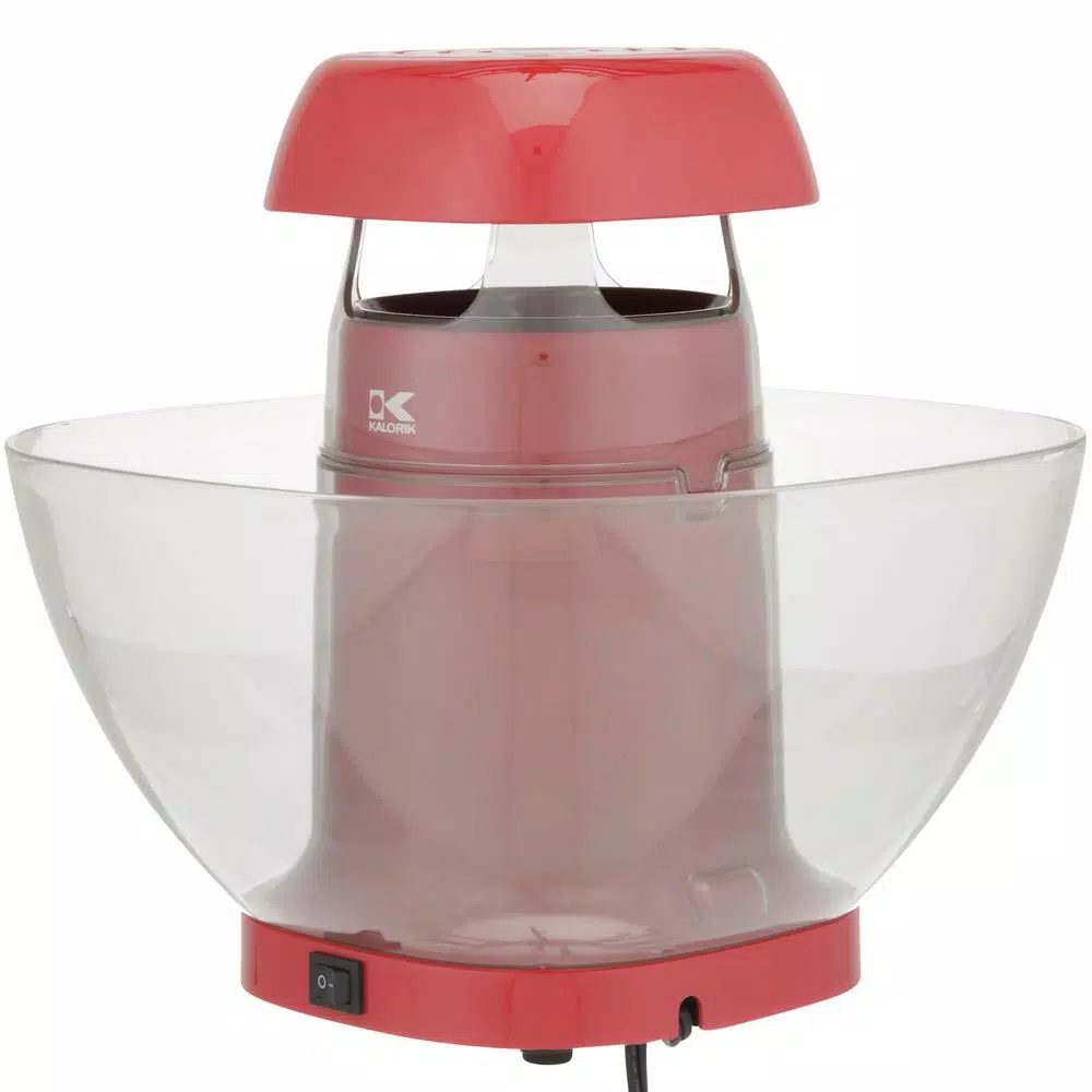 Kalorik Red Volcano Hot Air Popcorn Maker with Oversized Serving Bowl