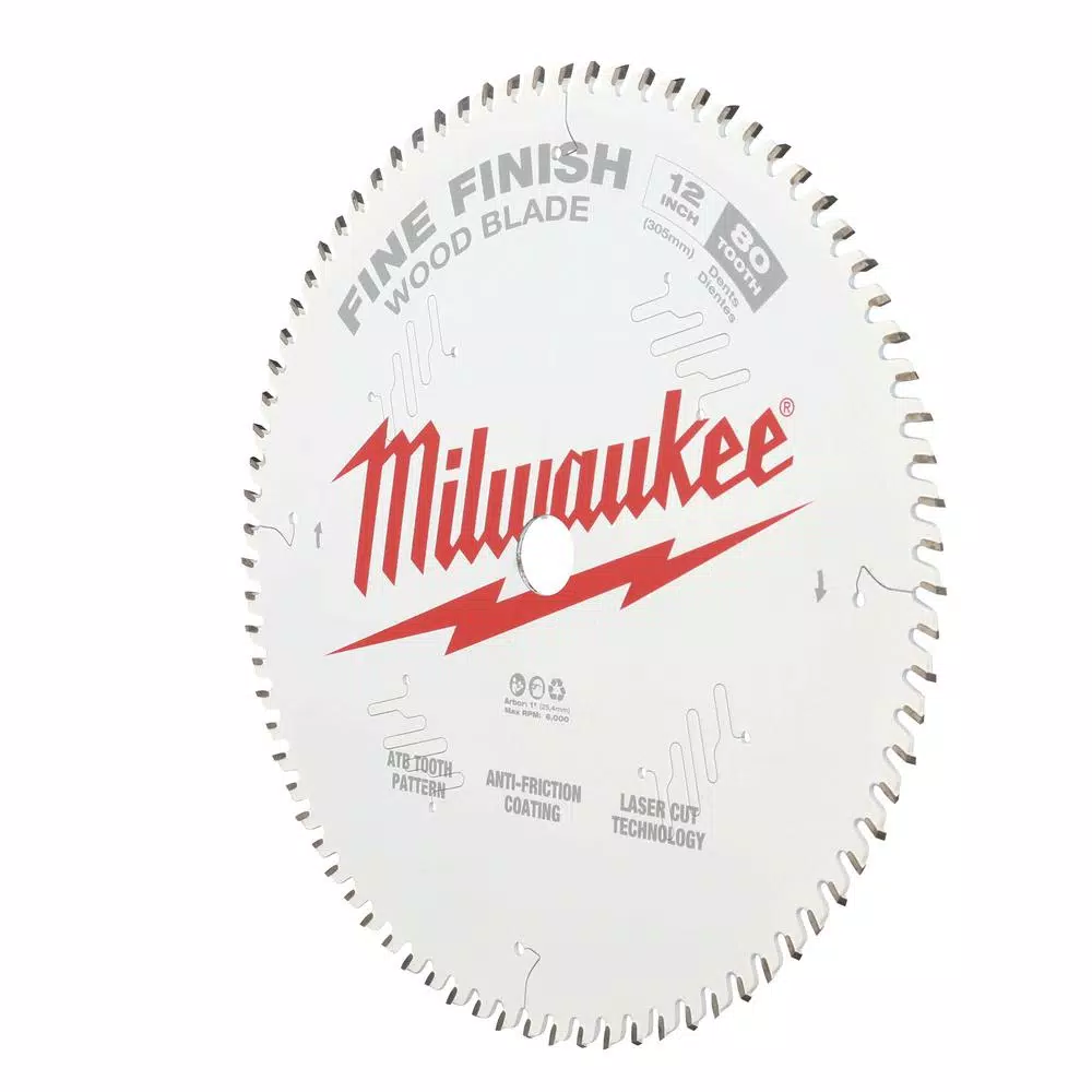 Milwaukee 12 in. 80-Tooth Fine Finish Circular Saw Blade, 1 in. Arbor
