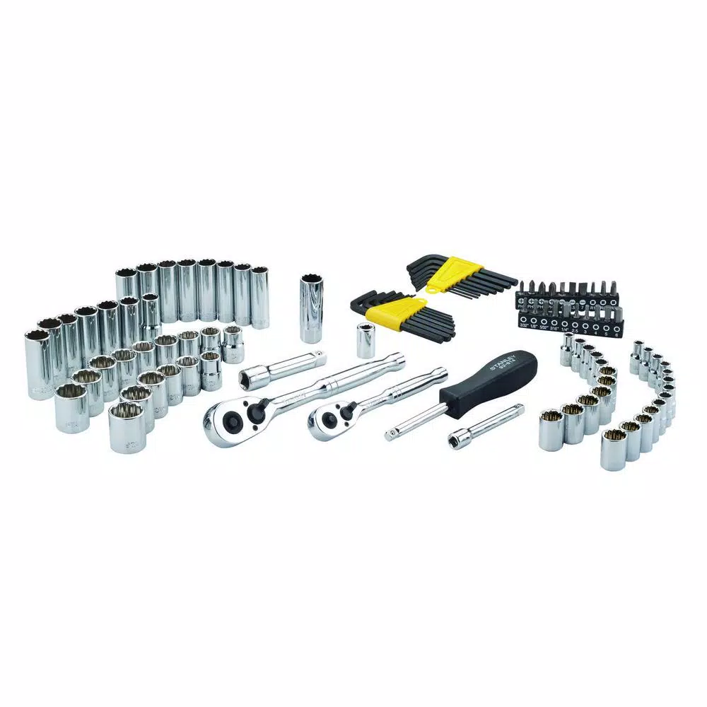 Stanley 165-Piece Mechanic Tool Set with 97-Piece and 68-Piece Sets, 1/4 in. & 3/8 in. Drive, Chrome Finish