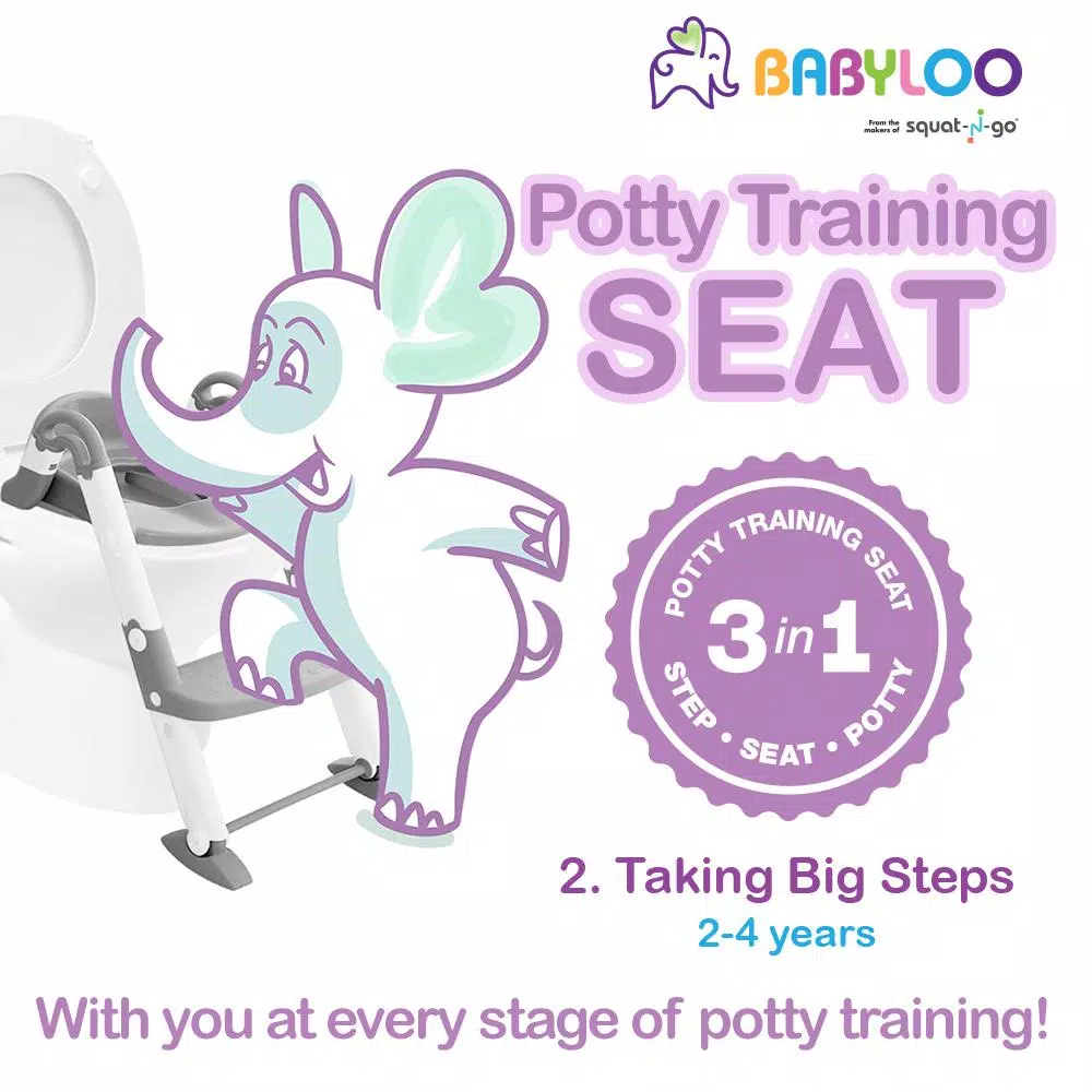 Babyloo Bambino 3-in-1 Convertible Toddler Potty Trainer and Step Stool - Gray