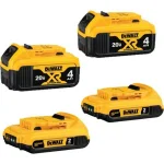 DEWALT 20V MAX Lithium-Ion Battery Combo Pack: (2) 2.0Ah and (2) 4.0Ah Batteries thumbnail 1