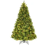 Costway 7.5 ft. Pre-Lit Artificial Christmas Tree with 540 Warm White LED Lights and 71 Pine Cones thumbnail 1