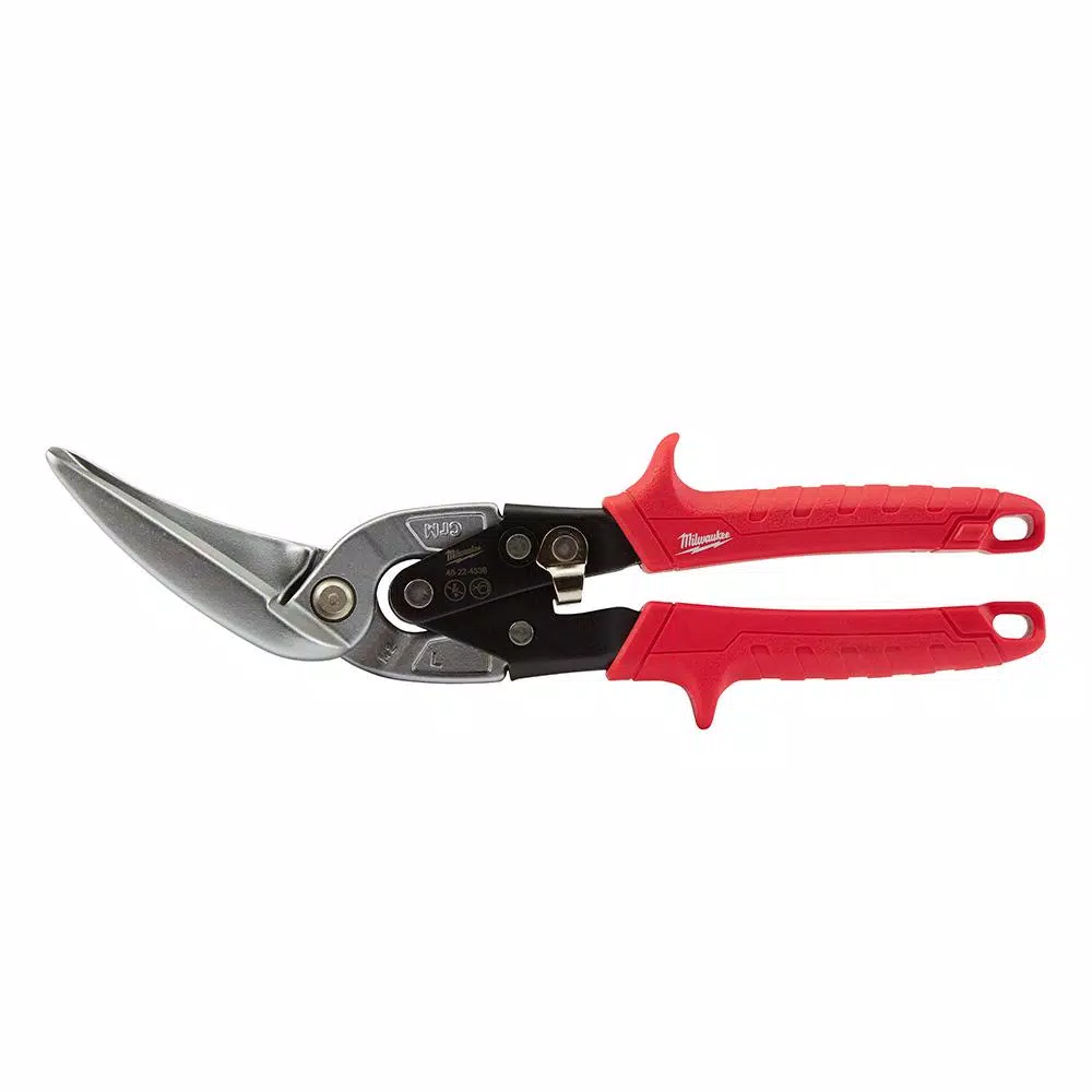 Milwaukee 11 in. Left-Cut Offset Aviation Snips with Forged Serrated Blades