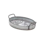 LITTON LANE Distressed Silver Galvanized Iron Decorative Trays with Handles, Set of 2 thumbnail 4