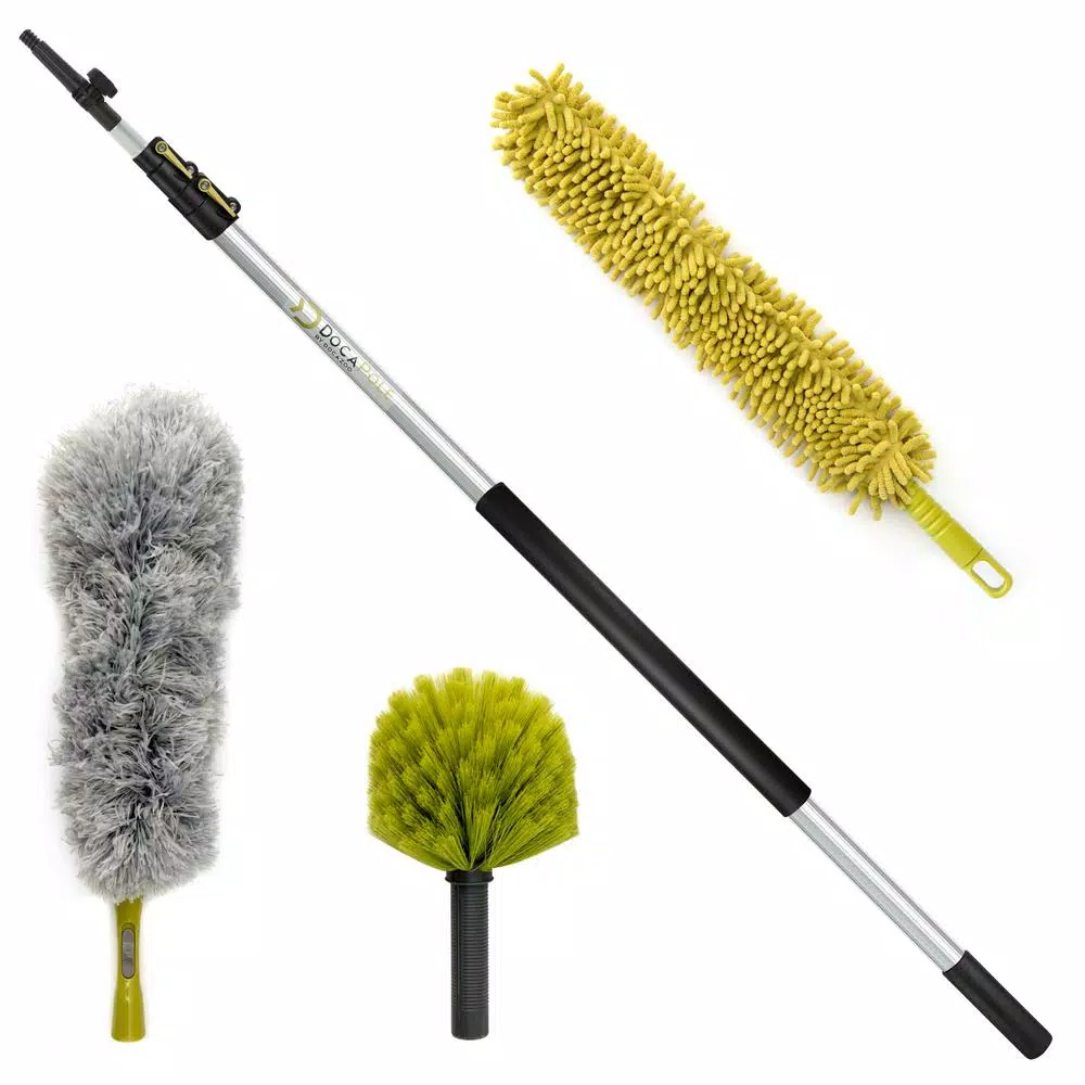 DocaPole High Reach Dusting Kit with 5-12 ft. Extension Pole, Cobweb, Feather & Ceiling Fan Dusters