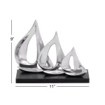 LITTON LANE 9 in. Stylized Sailboat Decorative Sculpture - Polished Silver Aluminum on Black Wood Base thumbnail 6