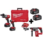 Milwaukee M18 FUEL 3-Tool Combo Kit: Hammer Drill, Impact Driver & SDS Plus Rotary Hammer with 4 Batteries thumbnail 1