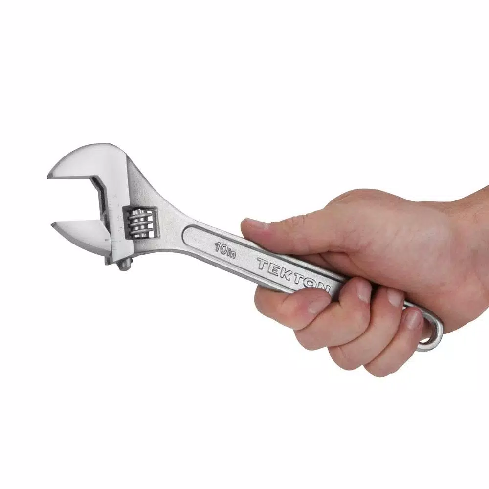 TEKTON 10 in. Adjustable Wrench, Carbon Steel with Satin Chrome Finish