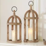 Home Decorators Collection Antiqued Wood Lantern Set of 2 with Beaded Trim thumbnail 3