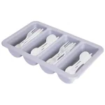 Basicwise Gray Plastic 4-Compartment Commercial Cutlery Holder, Drawer Organizer (Set of 10) thumbnail 2
