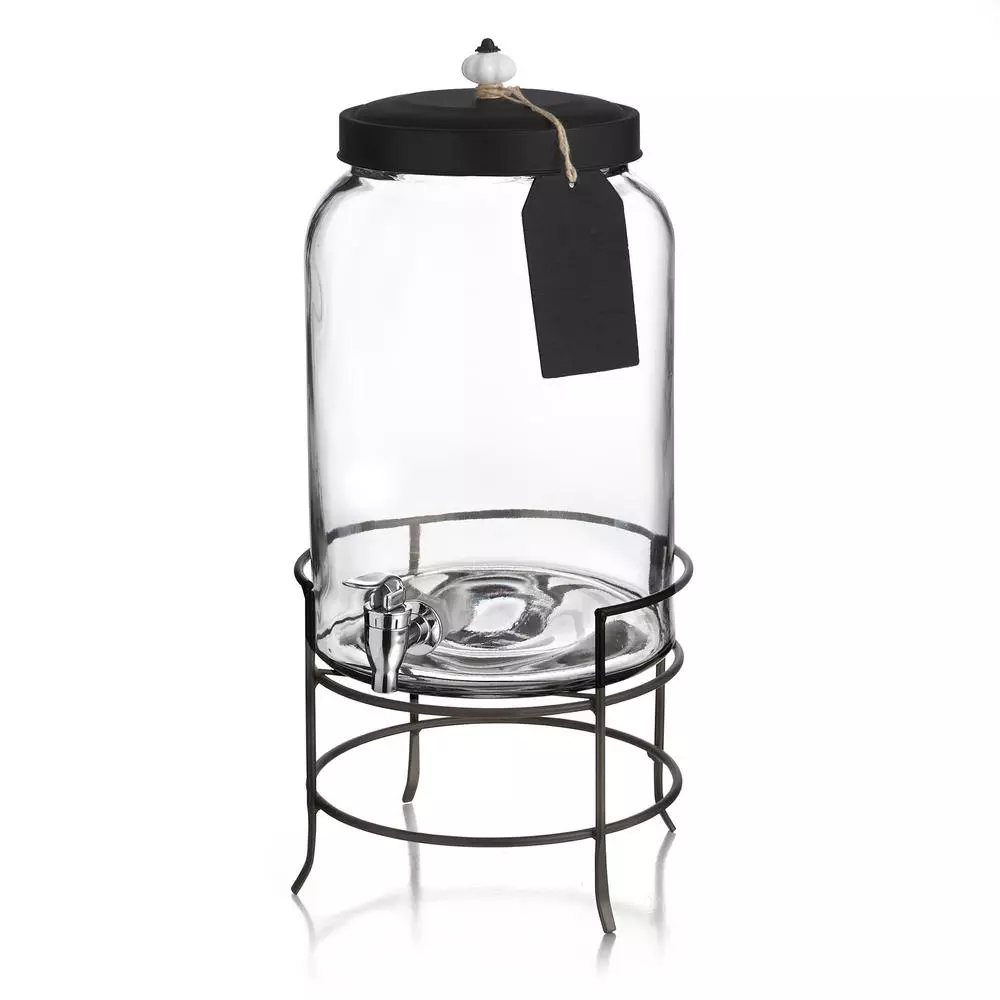Style Setter Franklin 3 Gallon Glass Beverage Dispenser with Stand and Lid