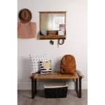 Kate and Laurel Stallard Rustic Brown Multi-Function Wall Mirror Memo Board with Hooks and Pockets thumbnail 4