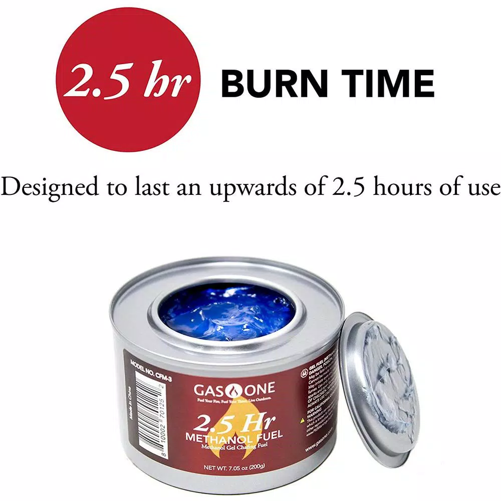 Gas One Methanol Chafing Fuel Gel - 2.5 Hour Burn Time, 12-Piece Set