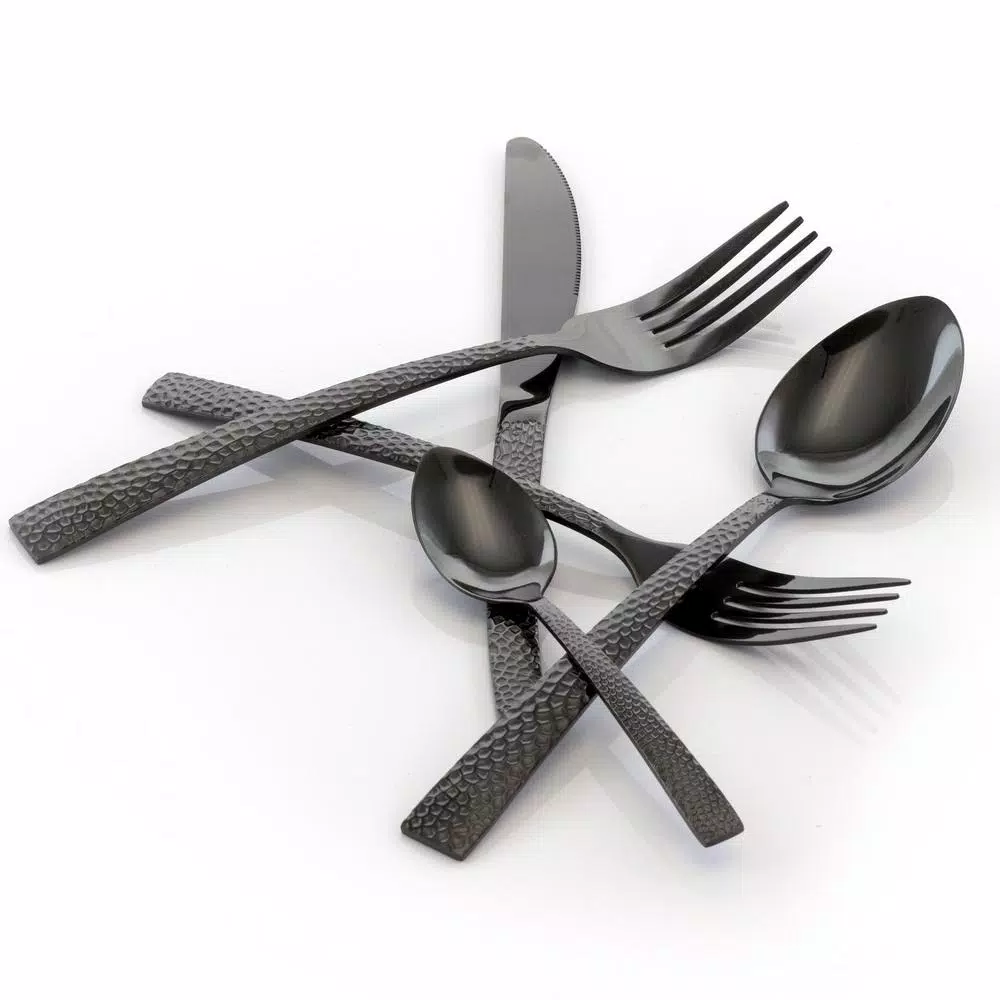 MegaChef Baily 20-Piece Black Stainless Steel Flatware Set, Service for 4