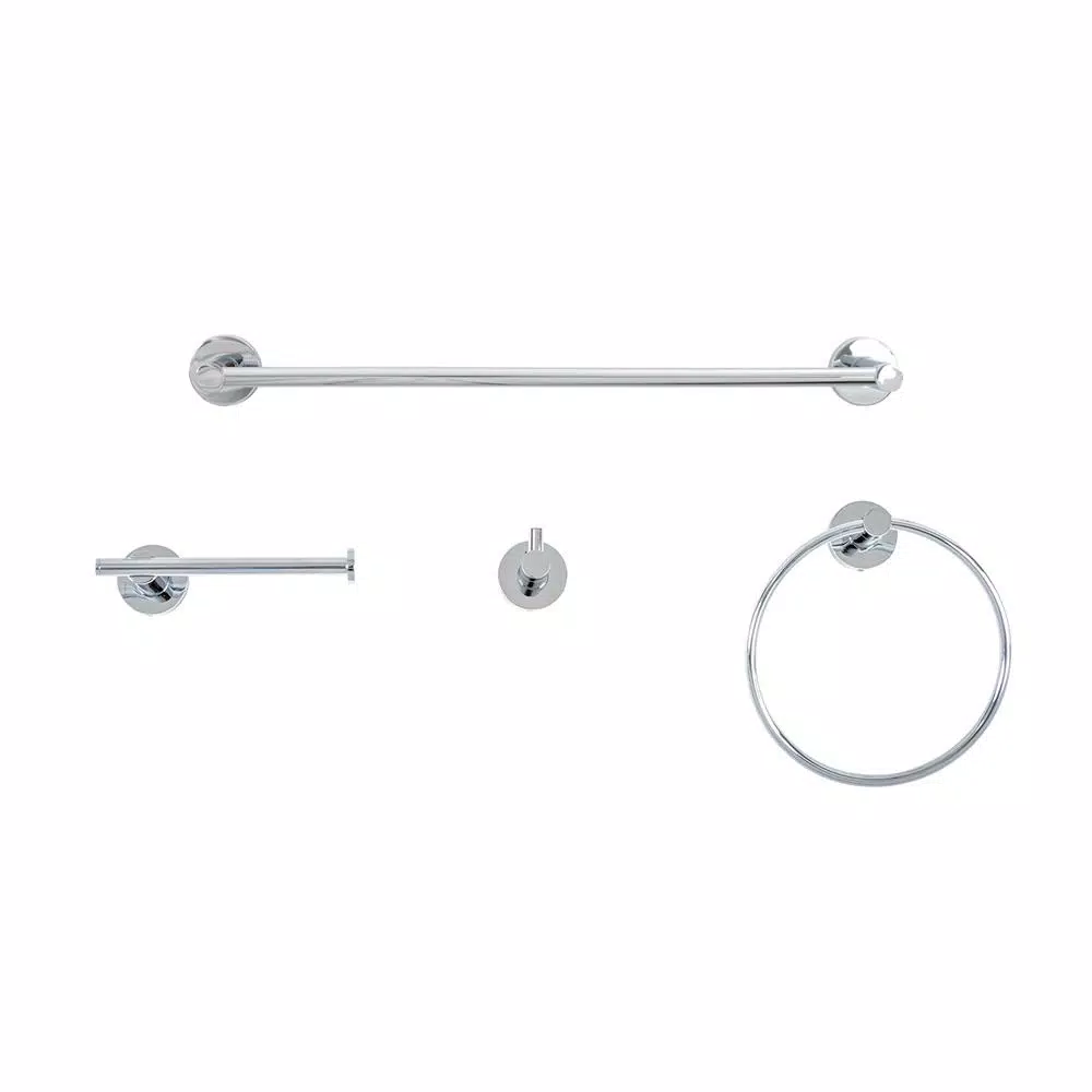 Italia Venezia 4-Piece Chrome Bathroom Hardware Set - Stainless Steel
