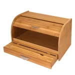 Honey-Can-Do Bamboo Bread Box with Roll-Top Door, Pull-Out Drawer, and Integrated Cutting Board thumbnail 2