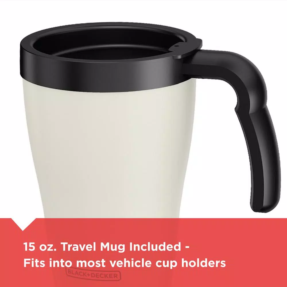 BLACK+DECKER Brew'n Go Single Serve Coffee Maker with 15 oz. Thermal Travel Mug, Black