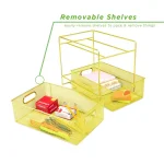 MIND READER Modern Yellow Metal Mesh 2-Tier Utensil Caddy and Flatware Organizer thumbnail 3