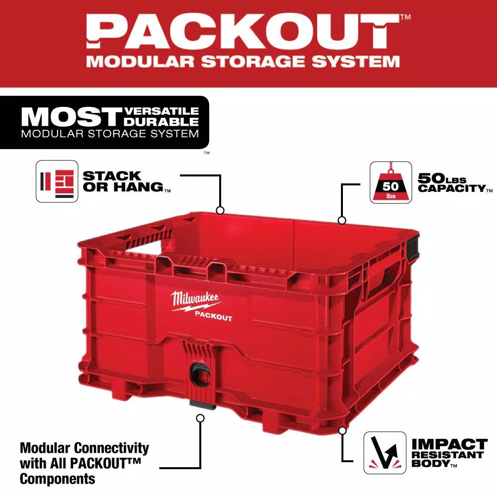 Milwaukee M18 FUEL Impact Wrench & 117-Pc Ratchet, Socket, and PACKOUT Modular Storage Combo Kit