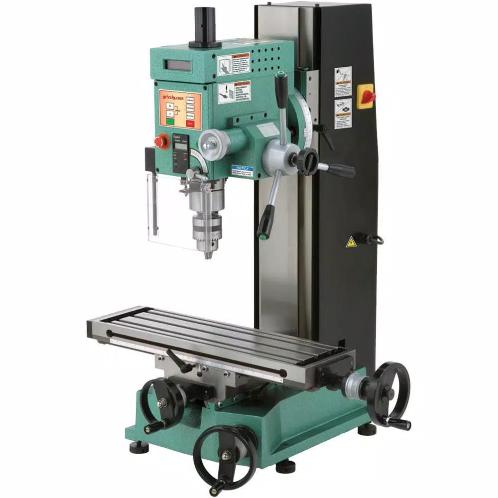 Grizzly Industrial 6 in. x 21 in. Benchtop Mill/Drill Press with Tilting Head and Digital Speed Display