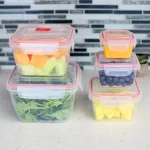 Unbranded 10-Piece Locking Square Plastic Food Storage Container Set with Steam-Vented Lids, Red thumbnail 8