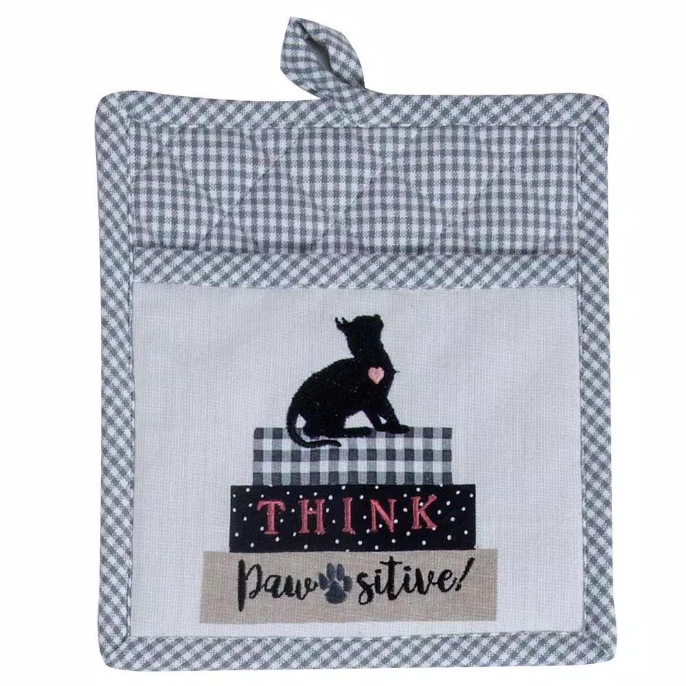 Kay Dee Fur Real Pets Cat Themed Cotton Kitchen Textile Set, 4-Piece Tan Pot Holder & Towel Set