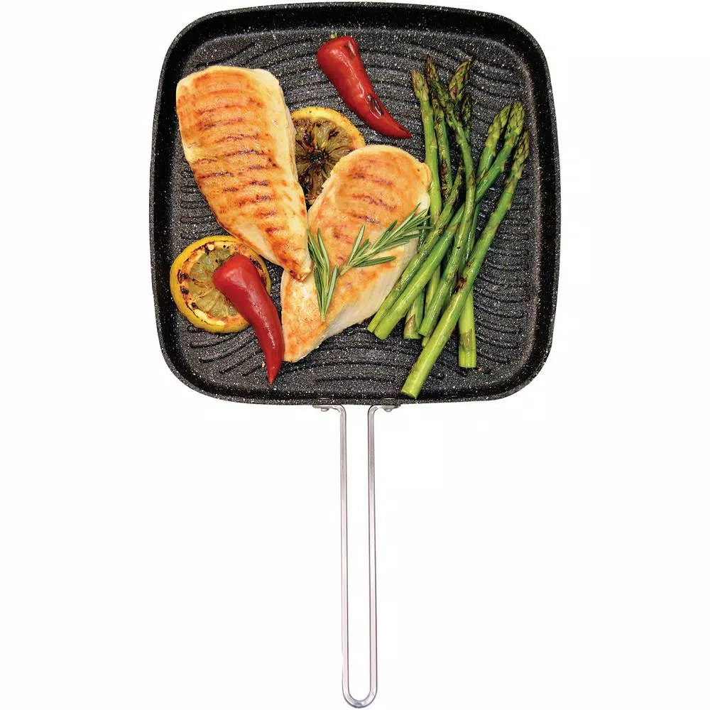 Starfrit The Rock 10.2 in. Aluminum Nonstick Grill Pan, Black Speckle