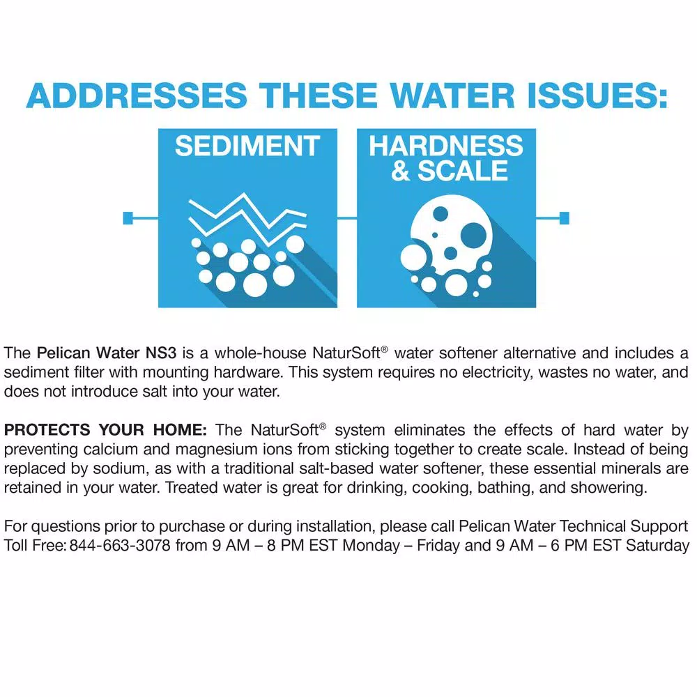 Pelican Water NaturSoft NS3 Pelican 10 GPM Salt-Free Whole House Water Softener Alternative System