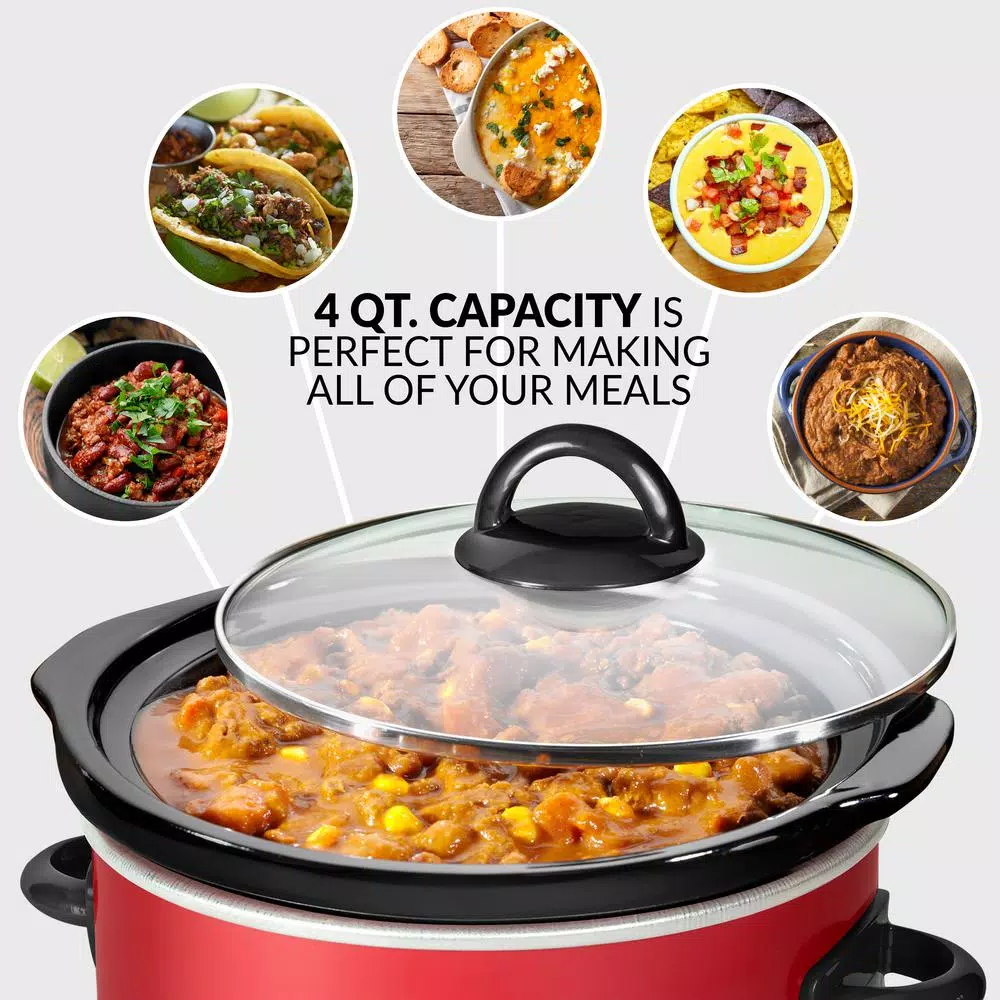 Taco Tuesday 4 Qt. Slow Cooker with Cool-Touch Handles, Red
