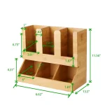 Mind Reader 6-Compartment Bamboo Coffee Condiment and Cup Organizer - Brown thumbnail 5