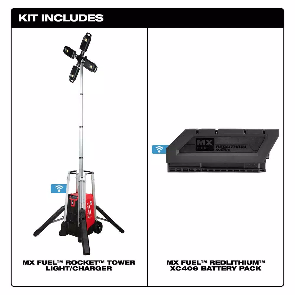 Milwaukee MX FUEL Lithium-Ion Cordless Rocket Tower Light with Integrated Charger