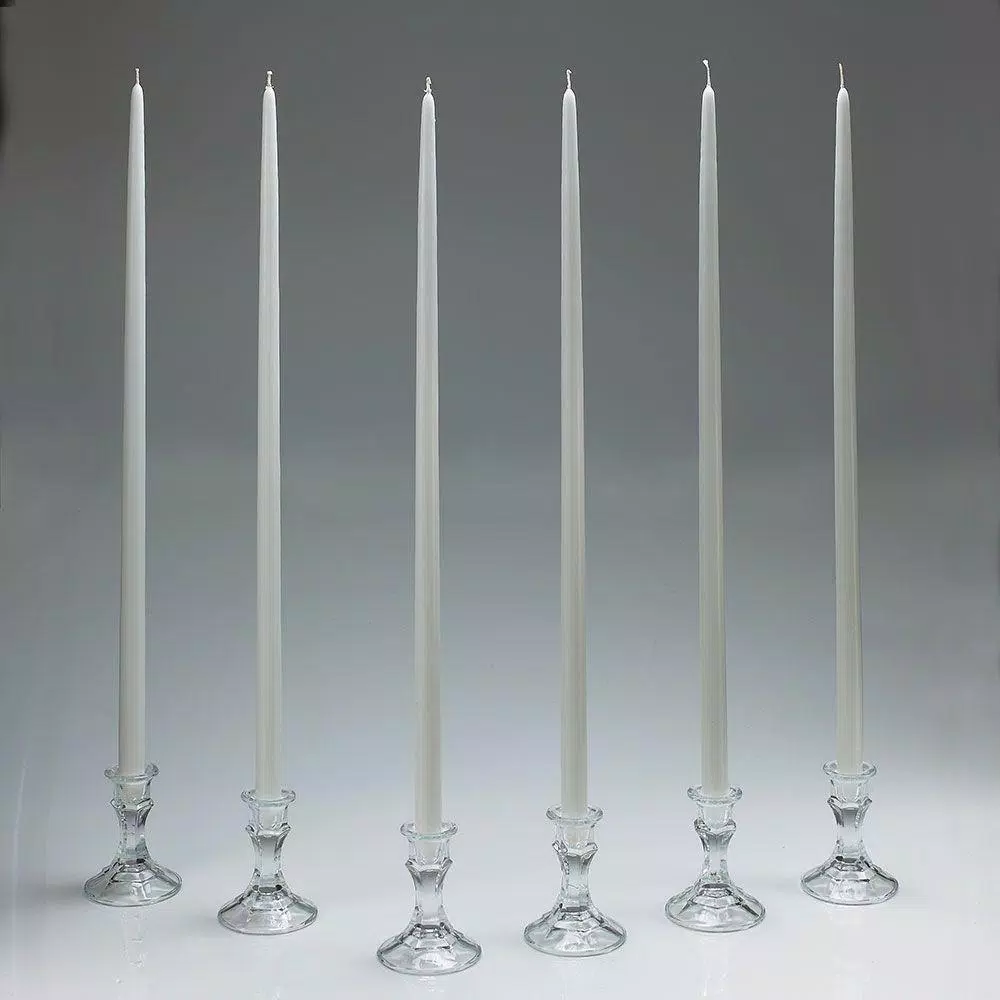 Light In The Dark Shop A Candle 24 in. White Taper Candles, Set of 12 - Dripless & Clean Burning