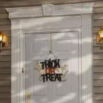 National Tree Company 14 in. Halloween Trick or Treat Door Sign - Black and Orange Sparkled Fiberboard Decoration thumbnail 2