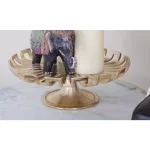 LITTON LANE Modern Reflections 15 in. Gold-Finished Aluminum Cake Plate with Geometric Cut-Outs thumbnail 1