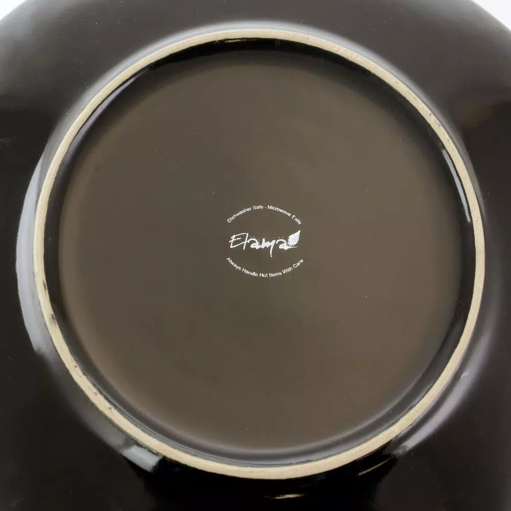 Elama Floral Accents 16-Piece Blue Stoneware Dinnerware Set, Service for 4