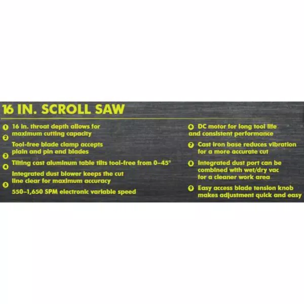 RYOBI 1.2 Amp Corded 16 in. Scroll Saw with Variable Speed