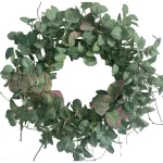 Glitzhome 24 in. Green Artificial Eucalyptus Wreath with Frosted Leaves and Grapevine Base thumbnail 1