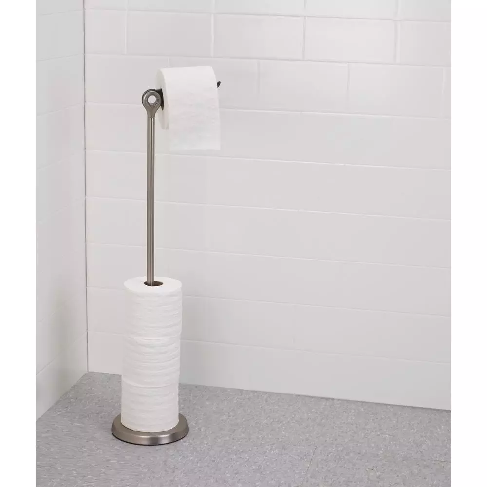 Umbra Tucan Freestanding Toilet Paper Holder with Reserve, Brushed Nickel