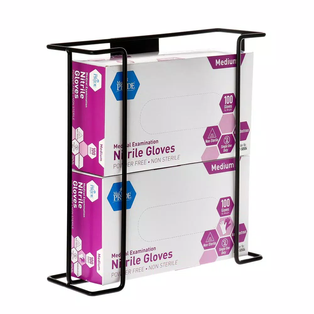 Alpine Industries Double Box Metal Wire Wall Mounted Glove Dispenser, Black