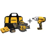 DEWALT FLEXVOLT 60V MAX 7-1/4 in. Brushless Circular Saw Kit with (2) 6.0Ah Batteries & Bonus 20V Max Impact Wrench thumbnail 1