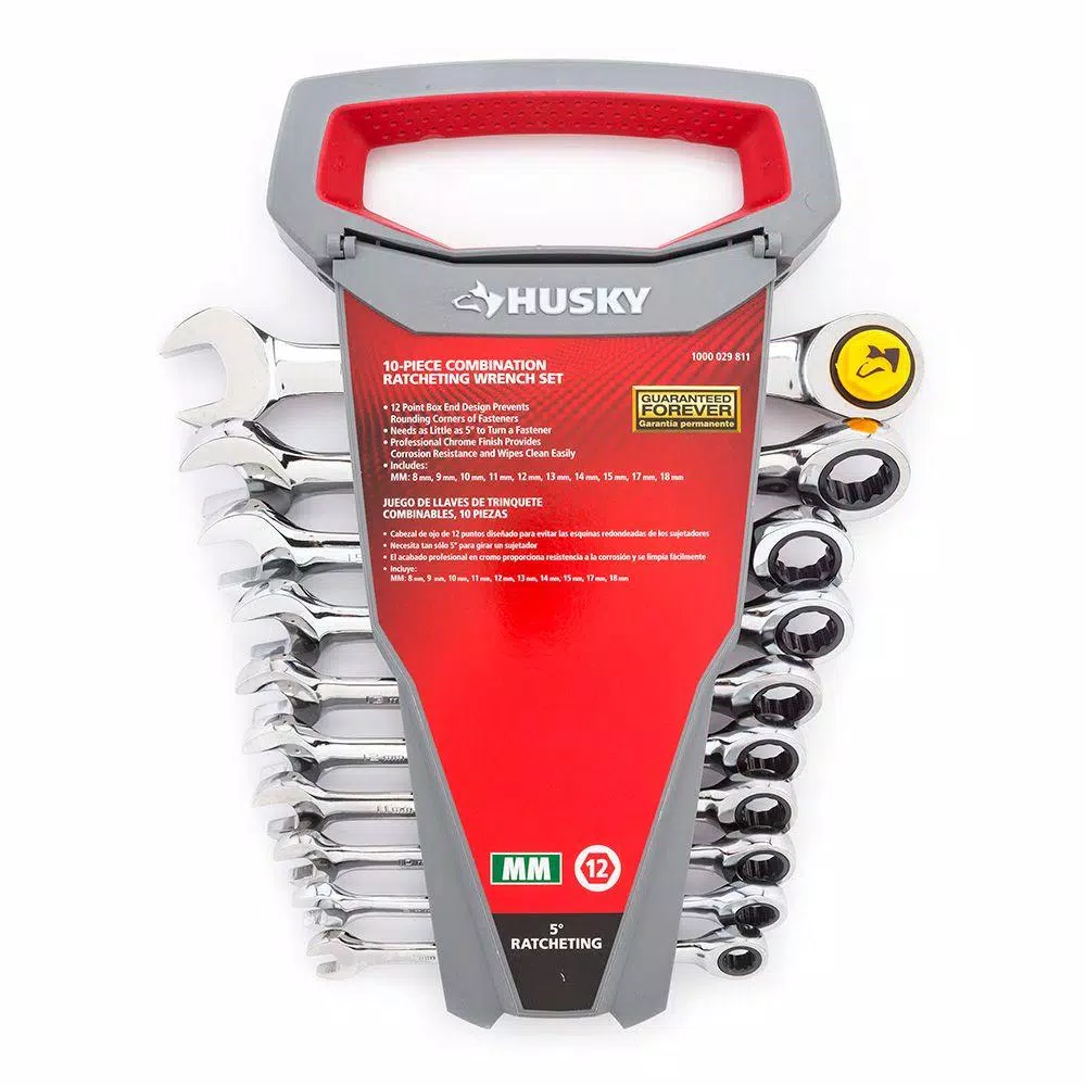 Husky 10-Piece Metric Ratcheting Combination Wrench Set