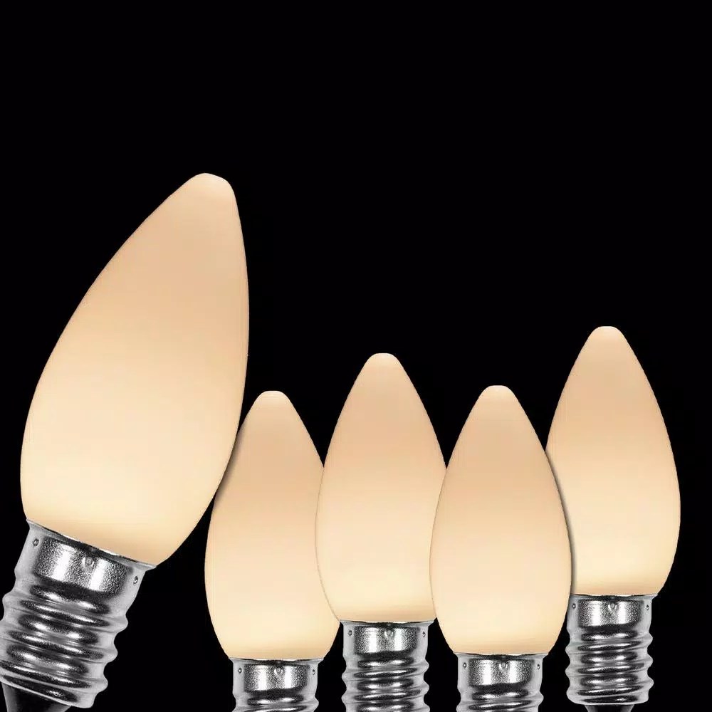 Wintergreen Lighting OptiCore C7 LED Warm White Smooth Opaque Christmas Light Bulbs, 25-Pack