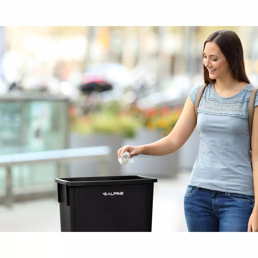 Alpine Industries 23 Gal. Black Commercial Waste Basket Trash Can