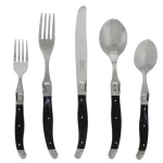 French Home Laguiole 20-Piece Stainless Steel Flatware Set with Black Faux Marble Handles, Service for 4 thumbnail 2