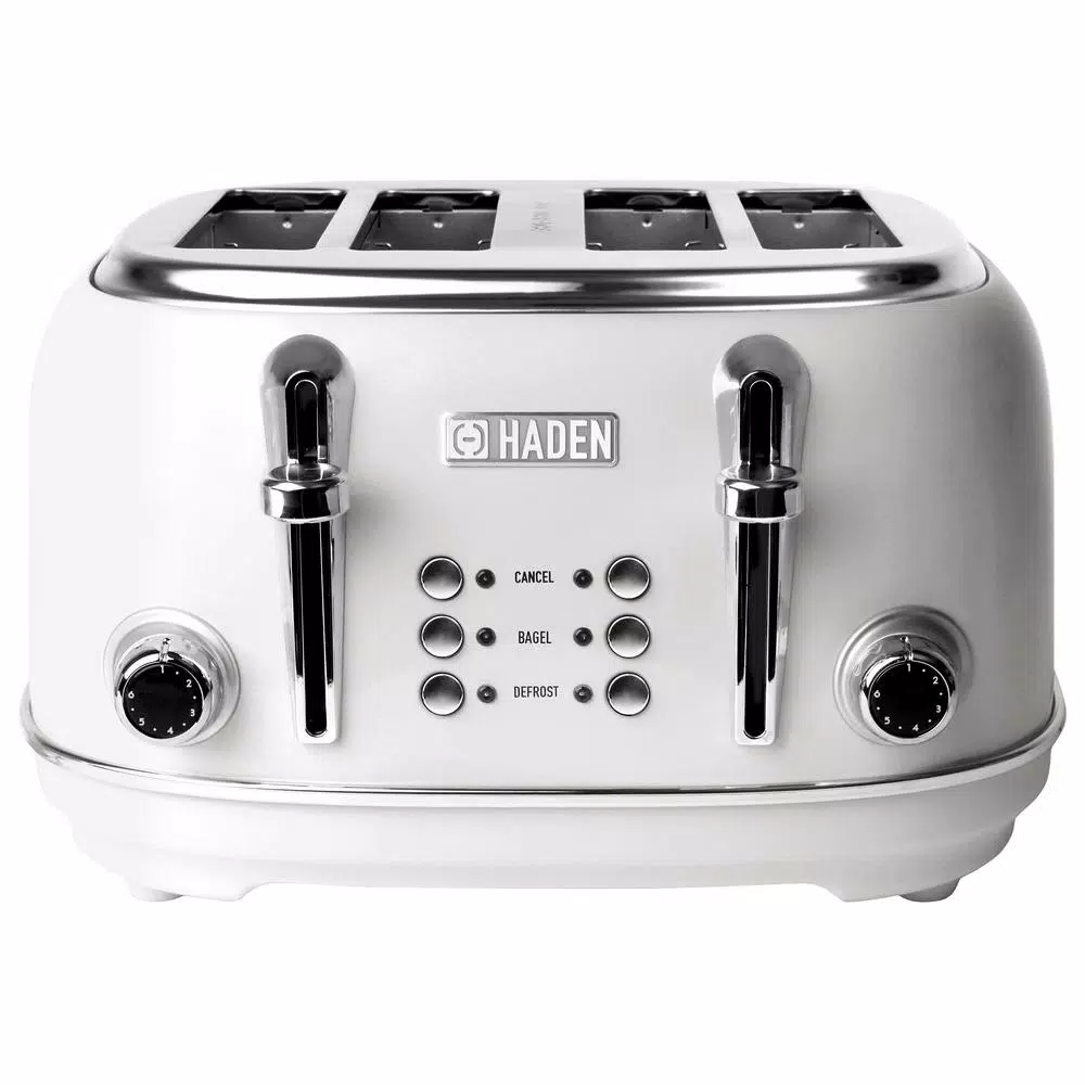 Haden Heritage 4-Slice Retro Wide Slot Toaster, 1500W, White