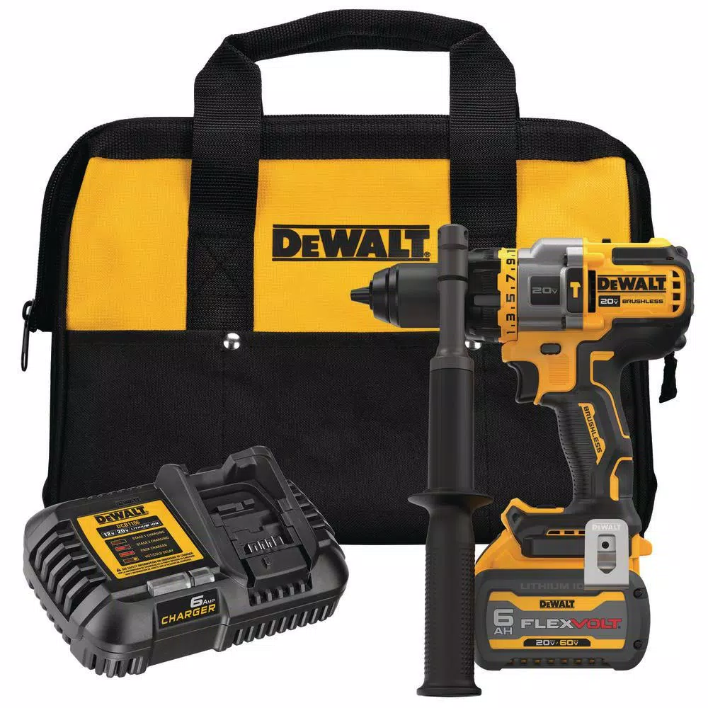 DEWALT 20V MAX Brushless 1/2 in. Hammer Drill/Driver Kit with FLEXVOLT ADVANTAGE & 6.0 Ah Battery