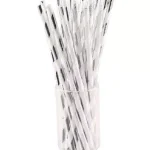 Sugar Plum Party SugarPlum Collection 50-Piece Silver and White Assorted Disposable Paper Cocktail Straws thumbnail 2