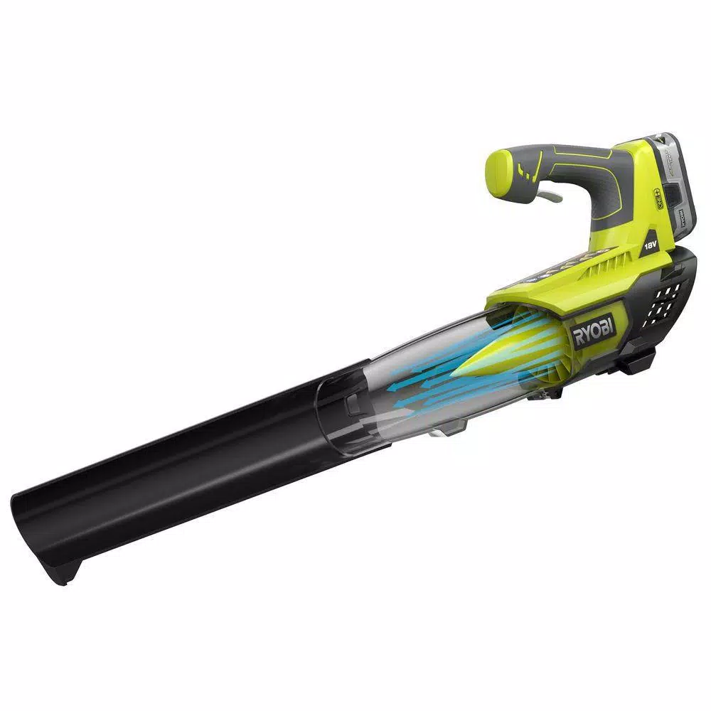 RYOBI 18V ONE+ Cordless Jet Fan Leaf Blower Kit with 4Ah Battery and Charger, 100 MPH, 280 CFM